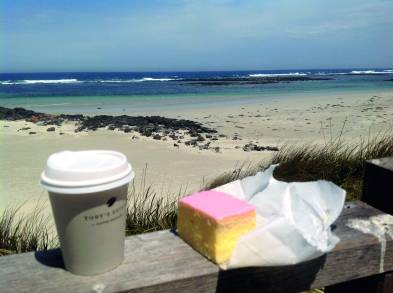 Coffee and vanilla slice, Pt Fairy, VictoriaPhoto Erle Levey / Sunshine Coast Daily